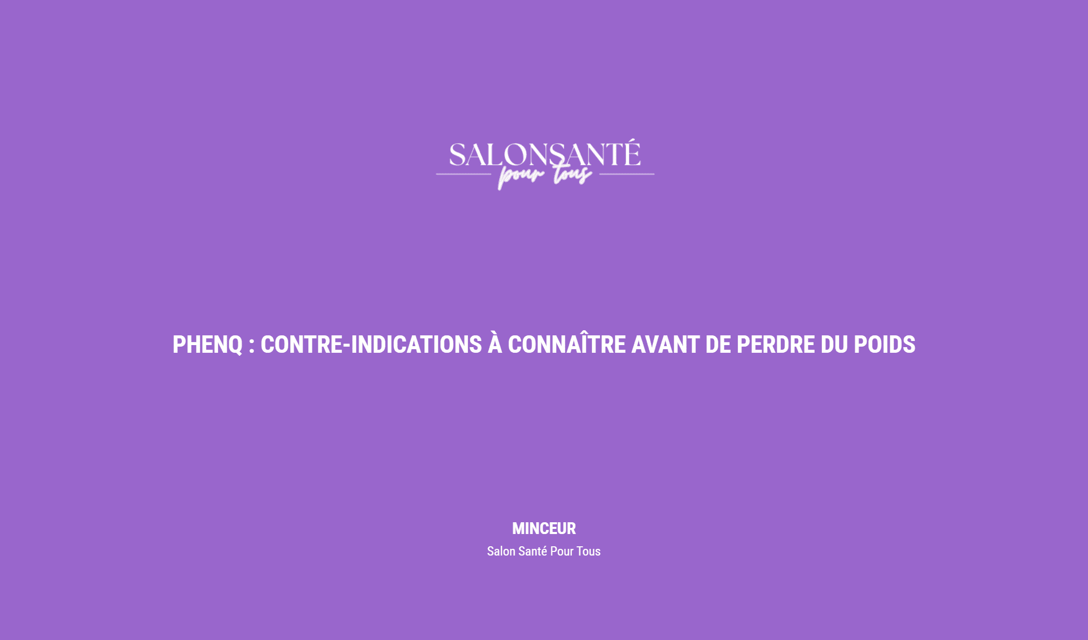 Phenq : Contre Indications à Connaître Avant De Perdre Du Poids